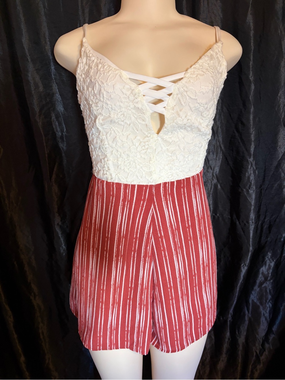 Rue21 Red and White Striped Women’s romper
